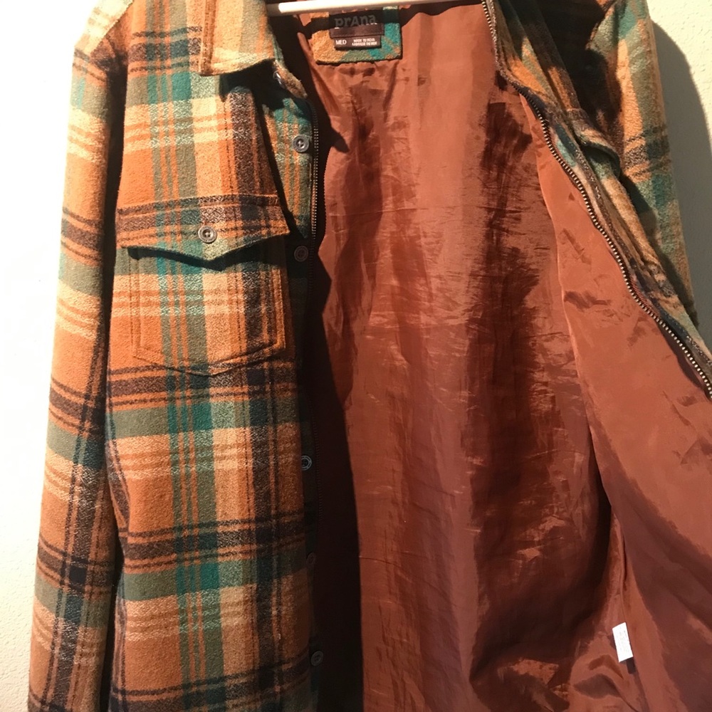 Prana Plaid Zip and Button up Jacket